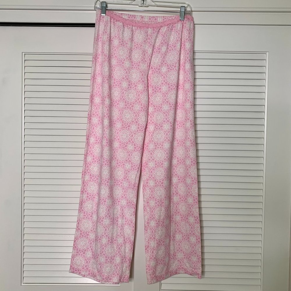 Alfani Intimates Pink Floral Wide Leg Pajama Pants M